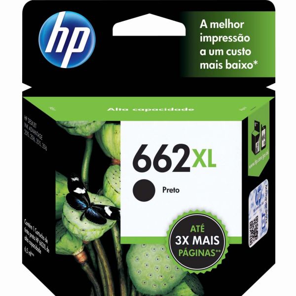 Cartucho de Tinta HP 662 XL CZ105AB Preto